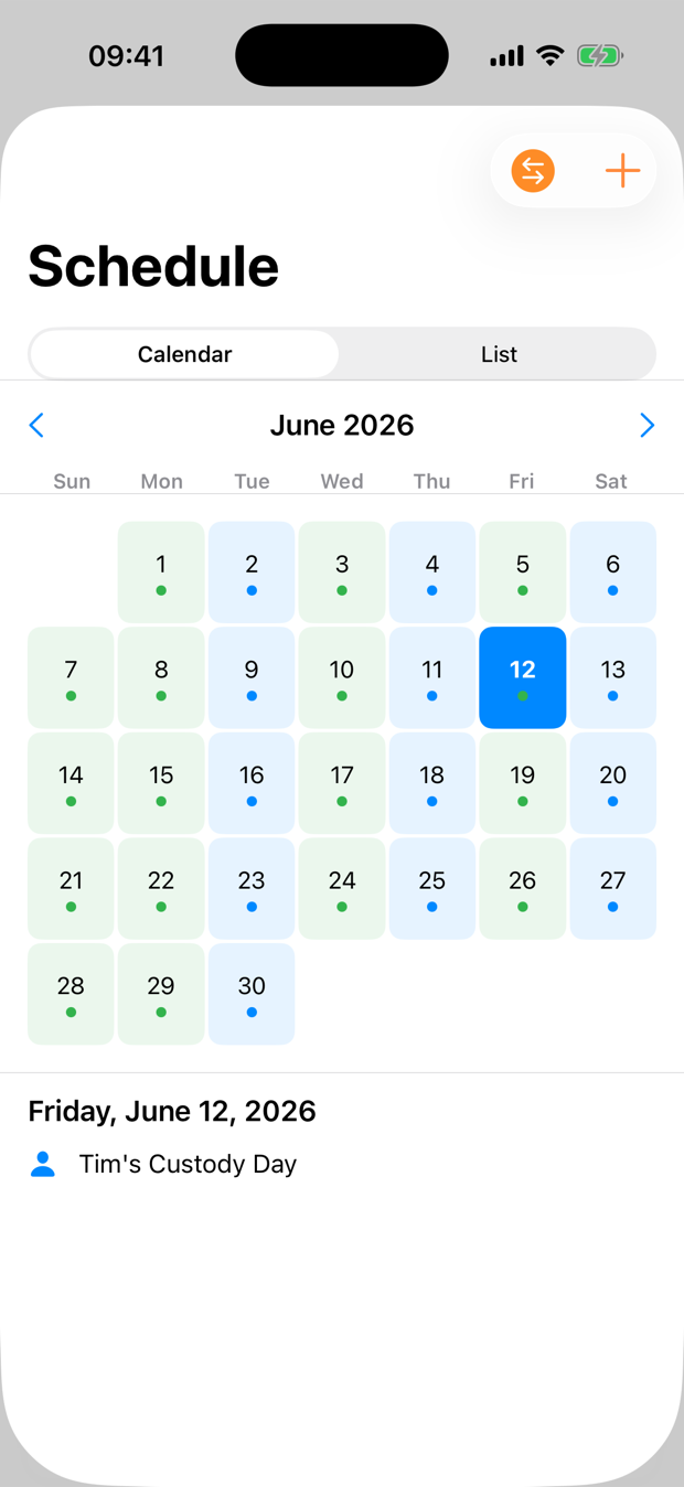 CoParent Hub schedule